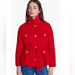 Maje Vibrant Red Utility Jacket 40